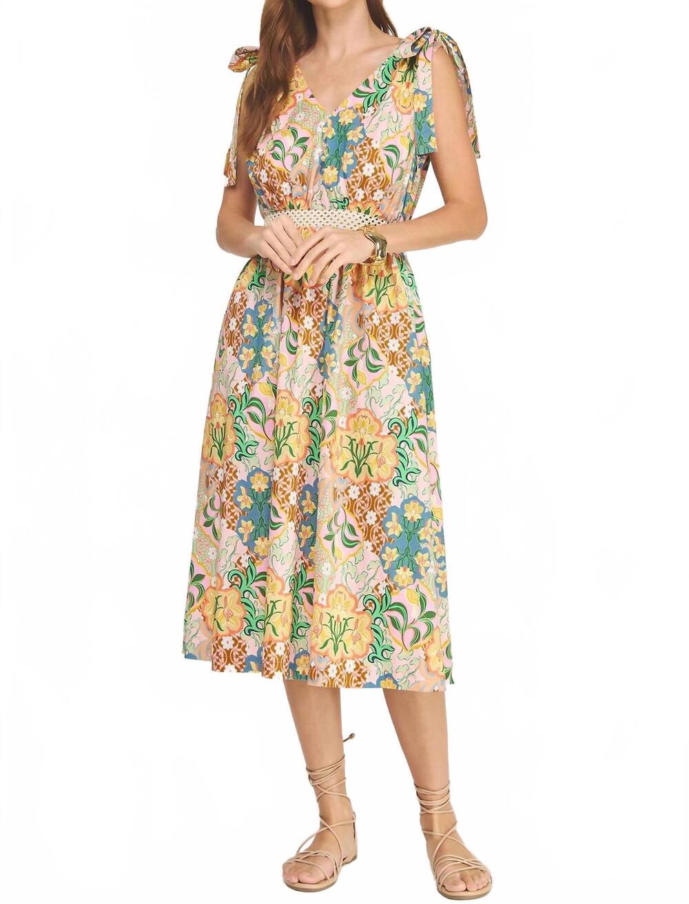 NEW STRUT & BOLT printed midi dress in multi flower